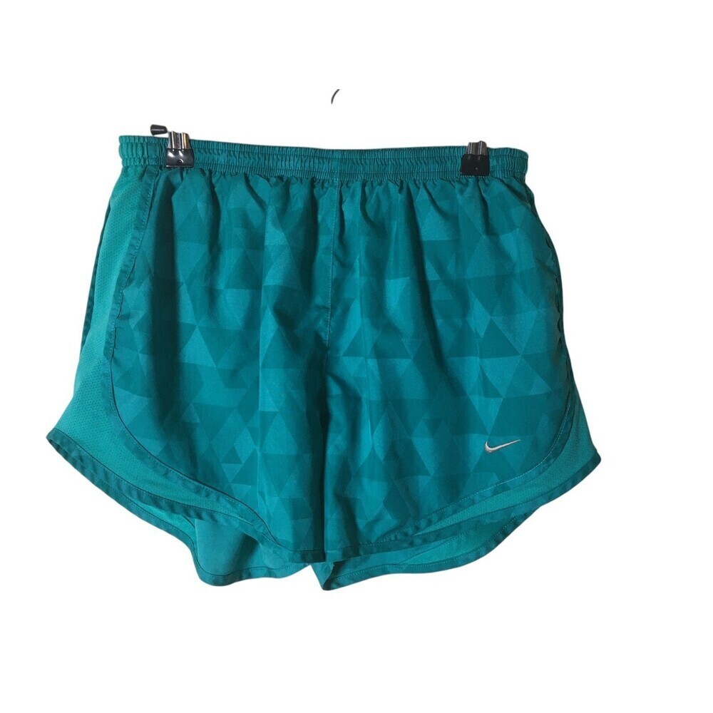 Nike Running Shorts Women's Size Medium Cyan Blue Dri Fit Geometric Stretch